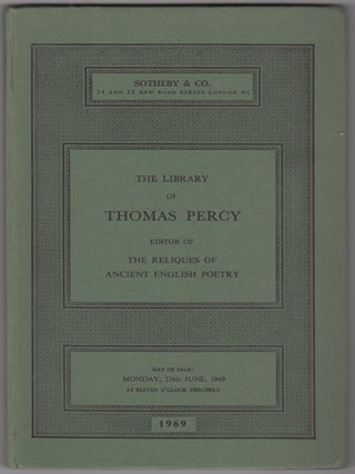 Item #46254 The Library of Thomas Percy, 1729-1811, Bishop of Dromore, editor of the Reliques of...