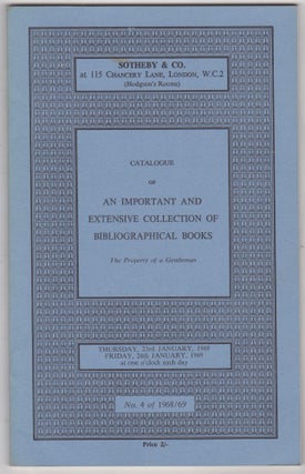 Item #46256 Catalogue of an important and extensive collection of bibliographical books. 23rd ......