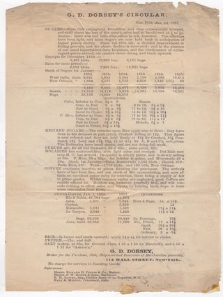 Item #46270 G.D. Dorsey's Circular. Broker for the Purchase, Sale, Shipment, and Insurance...